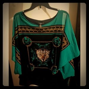 Alfani black and green top